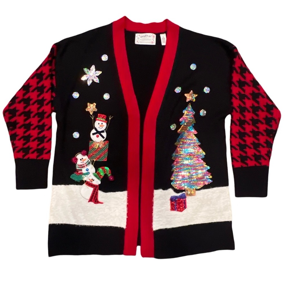 Merry & Bright Christmas Sweater Cardigan Size XL